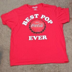 Coca-Cola T Shirt Mens XL 46/48 Red Best Pop Ever Crewneck Graphic Retro Fathers